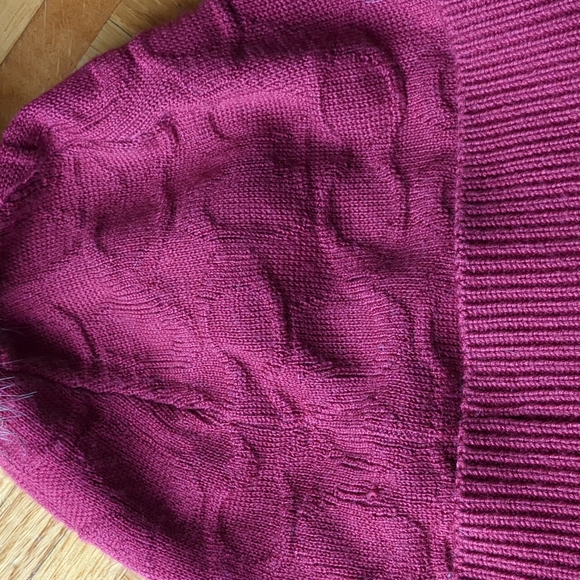 Coach Red Winter Logo Hat with Pom Pom - Picture 9 of 11